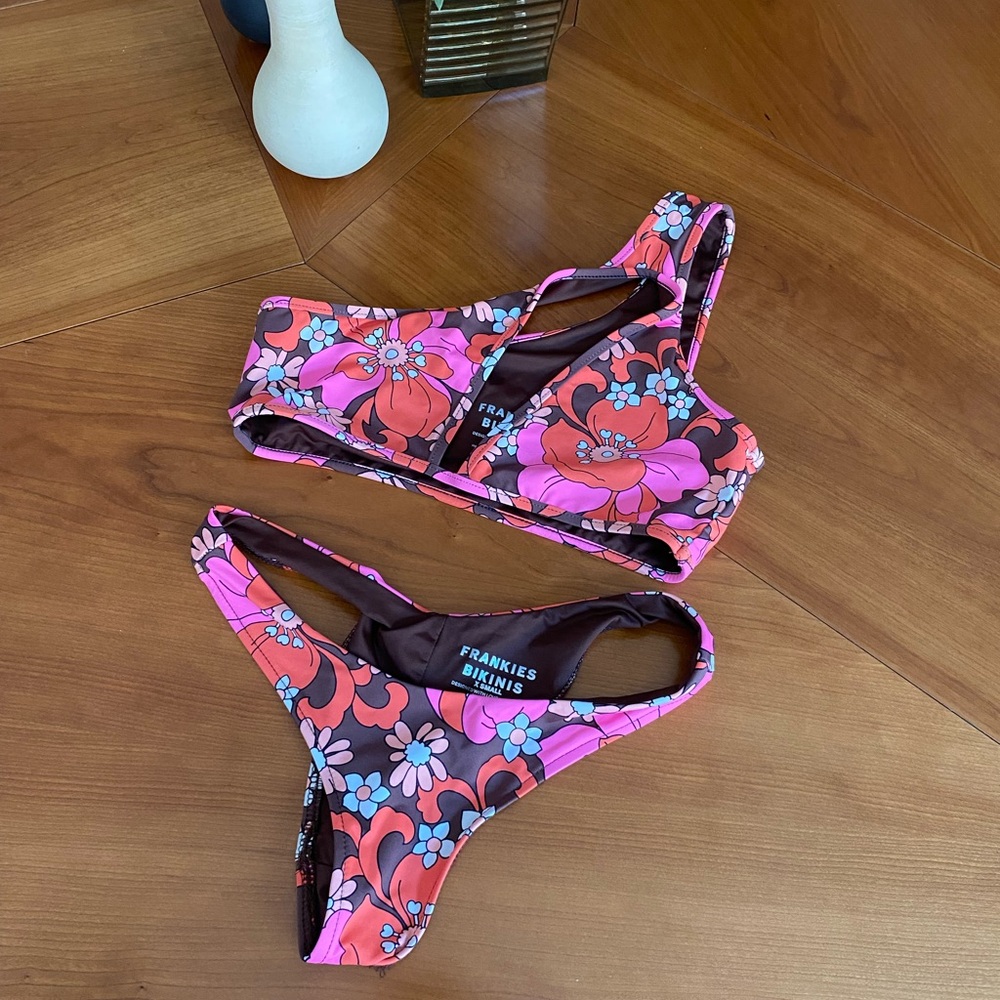 Frankie's Bikinis Pink and Brown Bikini